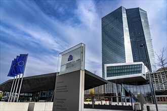 Building of the European Central Bank, ECB, in Frankfurt am Main, Skyline, Hesse, Germany, Europe