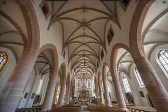 Interior of the town church of St John and St Martin, built in the 15th century in Gothic style,