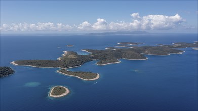 Aerial view, Pakleni or Paklinski Islands off the island of Hvar, Dalmatia, Croatia, Europe