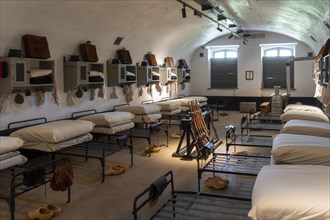 Barracks, sleeping quarters, dormitory for soldiers inside Fort van Liezele, WW1 museum at