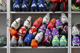 Football coloured football boots