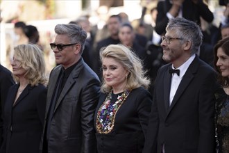 Cannes, France, 21 May 2024: Benjamin Biolay, Catherine Deneuve and Christophe Honore at the