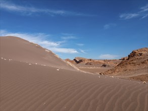 Sand dunes in the Moon Valley, Atacama Desert, Chile, South America