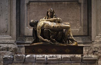 Interior view, bronze sculpture, Jesus after the crucifixion, Igreja de Sao Domingos church,