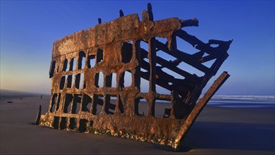 France, Normandy, Omaha Beach, rusty landing ship, Normandy, France, Europe