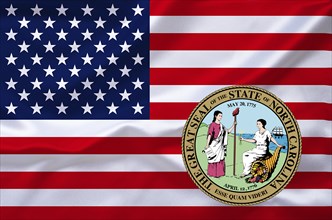 The flag of the USA and the coat of arms of North Carolina, Studio