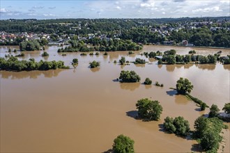 Flood on the Ruhr, after long periods of heavy rainfall the river left its bed and flooded the