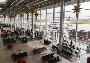 Departure lounge aircraft boarding area inside Tirana International Airport Nënë Tereza, Mother