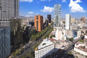 Panoramic skyline view of Mexico City business and Financial center close to Paseo De Reforma