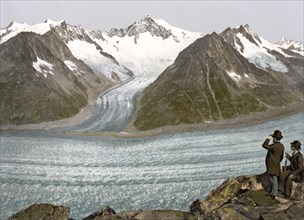 Eggishorn, GroÃŸer Aletschgletscher, mit Aletschhorn, Wallis, Alpen von, Schweiz / Eggishorn, Grand