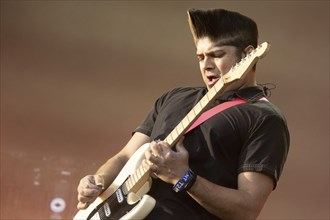 Adenau, Germany, 8 June 2024: Billy Talent (Ian D'Sa, guitarist) play at Rock am Ring. The festival