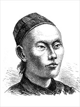 Types of Asian peoples, Chinese, Illustration from 1881, Historical, digital reproduction of an