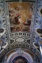 Interior view, parish church Igreja da Encarnaçao, ceiling, ceiling painting, perspective covered