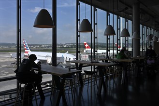 Airport Restaurant Passengers, Zurich Kloten, Switzerland, Europe