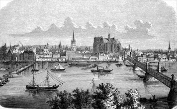 Cologne on the Rhine in 1870, Germany, Historical, digital reproduction of an original from the