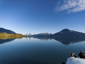 Drive through the Bay of Last Hope, fjords and mountains, Puerto Natales, Patagonia, Chile, South