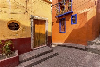 Oaxaca, Mexico, Scenic old city streets and colorful colonial buildings in historic city center,