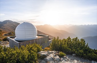 Venet Observatory, observatory on the Krahberg in the morning light, Ötztal Alps, Tyrol, Austria,