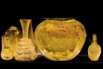 Glass vessels, 3rd-4th century, National Archaeological Museum, Villa Cassis Faraone, UNESCO World