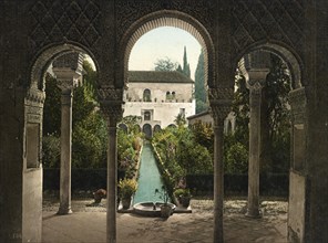 Granada. Galeria exterior del Generalife, Spain, c. 1890, Historic, digitally restored reproduction