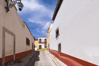 Zacatecas, Mexico, colorful old city streets in historic center of near central cathedral, Central