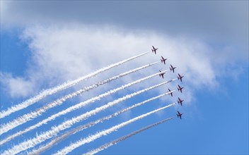 Red Arrows, Royal Air Force Aerobatic Team, Airshow 2024, Teignmouth, Devon, England, United