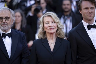 Cannes, France, 21 May 2024: Fabrice Luchini, Nicole Garcia and Hugh Skinner at the premiere of