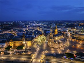 Theatre Square, Court Church, Residential Palace on the Elbe with Brühl's Terrace, StÃ¤ndehaus and