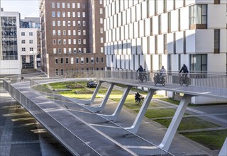 The Parkbruk, cycle and pedestrian bridge in the city centre of Antwerp, crosses a multi-lane city