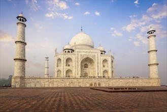 Taj Mahal on sunrise sunset, Indian Symbol, India travel background. Agra, Uttar Pradesh, India,