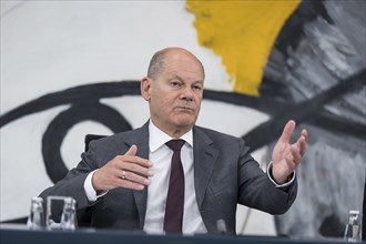 Olaf Scholz (Federal Chancellor of the Federal Republic of Germany, SPD) at a press conference