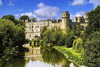 View of Warwick Castle, Warwickshire, England, Great Britain