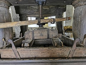 Lay refectory, exhibition of historical wine presses from the period 1668 to 1801, Eberbach