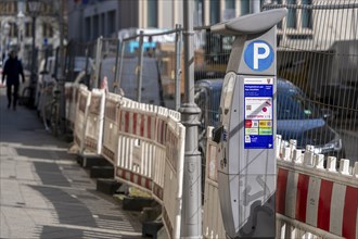 Parking machine at a roadworks site, Berlin, Germany, Europe