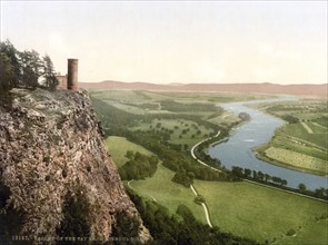 Tay Valley of Kinnoul Hill, Scotland, Historic, digitally restored reproduction from a 19th century