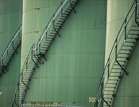 External staircase on a tank, Hamburg harbor, Germany, Europe