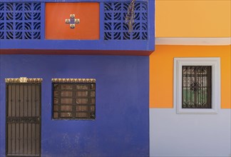 Mexico, Mazatlan, Colorful old city streets in historic city center near El Malecon promenade,