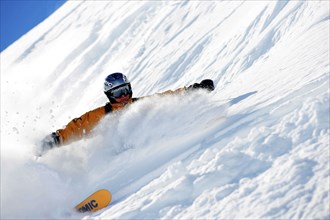 Skiers in action, Alps, Austria, Europe