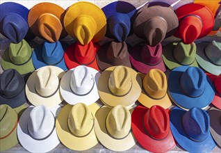 Leon colorful hats and sombreros for sale in Leons historic city center, one of the main city