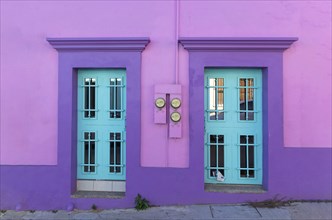 Mexico, Mazatlan, Colorful old city streets in historic city center near El Malecon promenade,