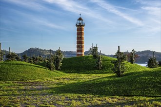 Belem lighthouse on bank of Tagus river on sunset, Lisbon, Portugal, Europe