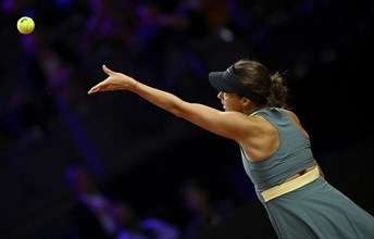 Tatjana Maria (GER) action, serve, tennis, Porsche Cup 2024, Porsche Arena, Stuttgart,