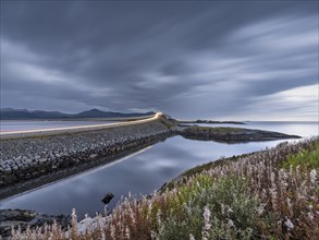 Storseisundbrua bridge, part of the Atlantic Road, Atlanterhavsveien, cloudy mood, More og Romsdal,