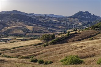 Landscape near the Sicilian village of Sperlinga near Nicosia. Sicily, Italy, Southern Europe,