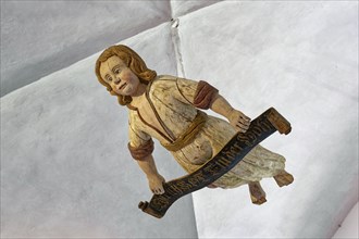 Jubilee angel, vault of files, interior, Mildenstein Castle, Leisnig, Saxony, Germany, Europe