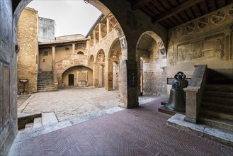 Courtyard, Palazzo del Popolo, San Gimignano, Province of Siena, Tuscany, Italy, UNESCO World