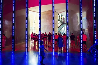 Guggenheim Museum, architect Frank Gehry, interior view, artist Jenny Holzer, Bilbao, Basque