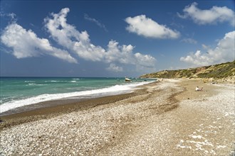 Petra tou Romiou beach, the Rock of Aphrodite in Kouklia near Paphos, Cyprus, Europe