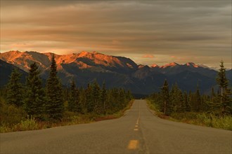 Road in Denali National Park, the first 24 kilometres are paved, Alaska, USA, North America