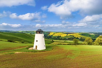 Windmill of Fields and Farms from a drone, Devon, England, United Kingdom, Europe